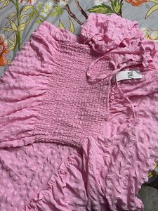 Cute Pink Puff Sleeve Dress