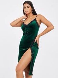Zara Emerald Green Lace Trim Slip Dress