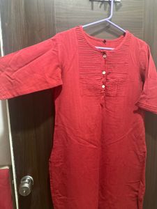 New Red Linen  Kurti For Ladies