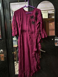 Maroon Embroidered Kurta Set