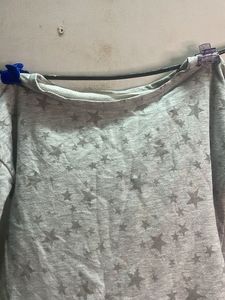 Gray Star Print Long Sleeve Top