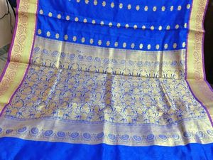 Royal Blue Silk Saree with Gold Weave