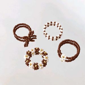 Set of 4 Beaded Rings