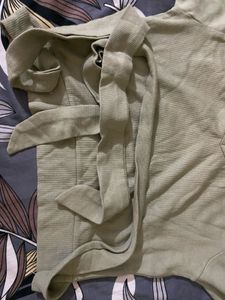 Sage Green Ribbed Cut-Out Top