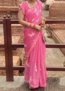 Elegant Pink Floral Saree
