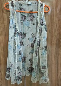 Vintage Floral Rosa Cheri Lace Mesh Vest Top
