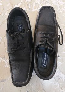 Allen Cooper Black Leather Formal Shoes