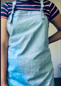 Denim Ruffle Overall Dress