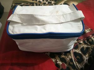 White Travel Pouch with Blue Trim