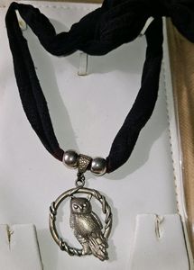 The Owl, Bold Neckpiece With Adjustable Velvet Tie