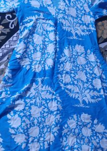Blue Floral Print Anarkali Kurta