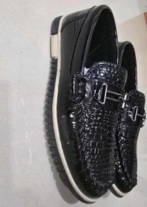 Boys Black Textured Loafers