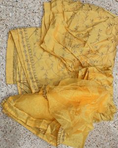Yellow Sheer chaniya choli with Embellishment