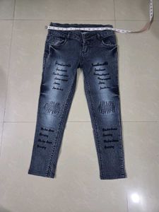 Stylish Blue Denim Jeans with Quotes
