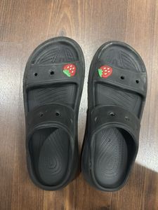 Black Flip-Flops with Strawberry Charms