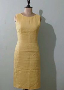 Brandon Maxwell Yellow Linen Midi dress