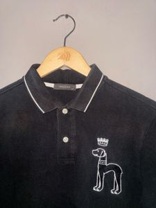 Hazzys Men's Black Graphic Polo Shirt