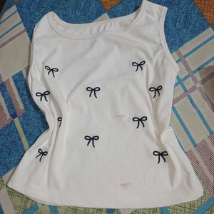 Cute Bow Detail Crop Tank Top
