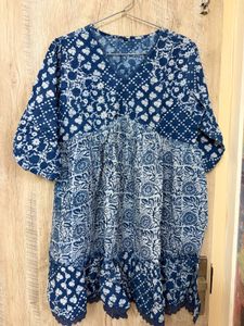 Blue & White Block Print Kurta dress