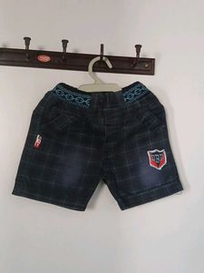 Kids Plaid Denim Shorts