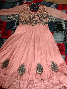 Baby Pink Designer Net Chudidhar