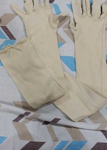 Elegant Long Cream Gloves