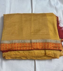 Elegant Yellow Saree with Embroidered Border