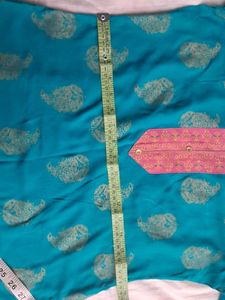 Sea green dailywear kurta with botanical print