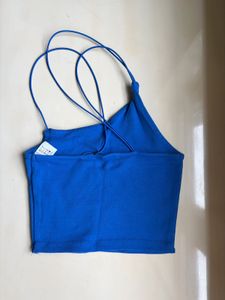 Zara Vibrant Blue Asymmetrical Strap Crop Top
