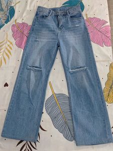 Ripped Knee Wide Leg Jeans