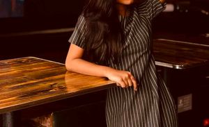 Chic Striped Short Sleeve Dress