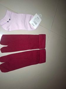 marun &amp; Pink Toe Socks