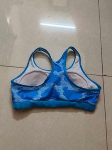 Blue padded Camo Sports Bra