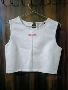 Sleek White Sleeveless Crop Top