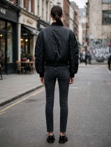 Korean Cropped Black Bomber Jacket | Unisex|