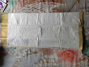 Elegant White Saree with Gold Border