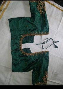 Designer Emerald Green Silk Blouse