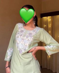 Elegant Light Green Embroidered Kurta