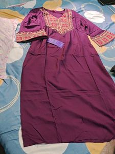 Embroidered Purple Kurta