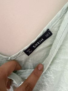 Shein Sage Green Tie-Front Crop Top