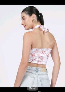 Floral Halter Neck Crop Top