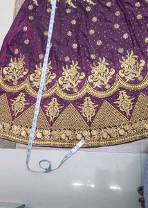 Elegant Yellow &amp; Purple Embroidered Outfit