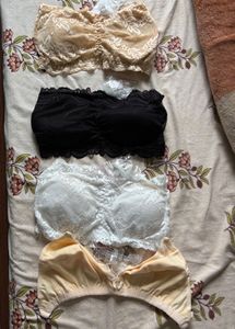 4 Lace Bandeau Bra Set - 3 Colors