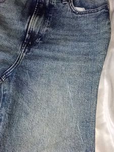 ribbed Blue Washed Denim Jeans
