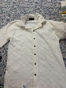 Men's White Textured Shirt