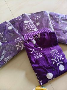 Purple Floral Print Kurti Sets Xxl Available