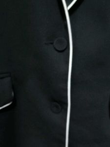 Chic Black Blazer with White Piping