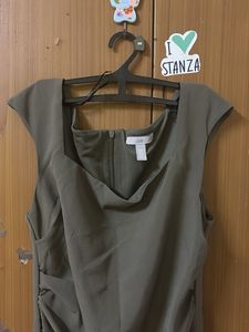 Chic Olive Green Ruched Dress