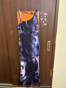 Stylish One-Shoulder Marble Print Dress