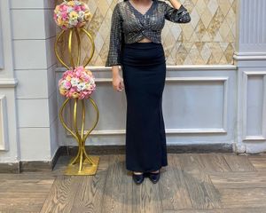 Sparkling Sequin Twist Front Crop Top